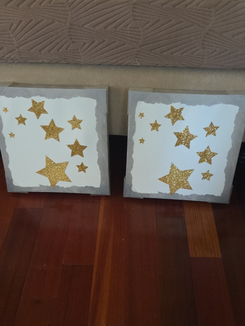 Gold Star Canvas Wall Art - Neutral Frame